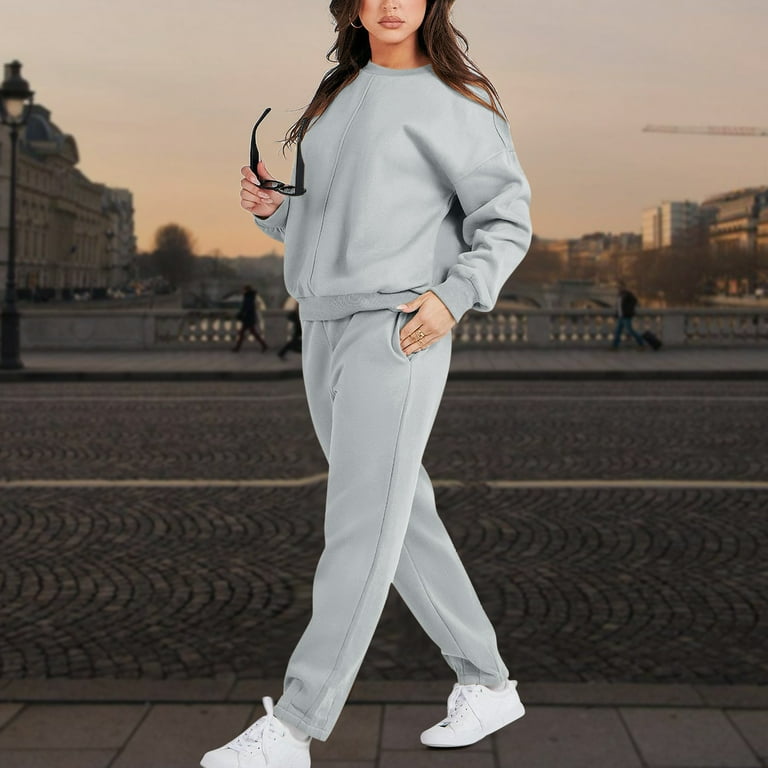 ZQGJB Women's 2023 Two Piece Sweatsuit Outfits Casual Long Sleeve Crewneck Pullover Sweatshirt Top and Sweatpants Matching Tracksuit Jogger Set Gray M ZQGJB Women's 2023 Two Piece Sweatsuit Outfits Casual Long Sleeve Crewneck Pullover Sweatshirt Top and Sweatpants Matching Tracksuit Jogger Set Gray M