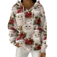 thumbnail image 2 of Women's Fashion Casual Christmas Print Pullover Long-Sleeve Hooded Sweatshirt, Festive Fall Winter Wear with Soft Fabric and Holiday Theme for Cozy Comfort,White,M, 2 of 5