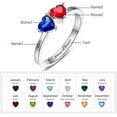 thumbnail image 3 of Personalized Double Love Heart Promise Ring for Women 925 Sterling Silver Custom Rings with 2 Names and 2 Simulated Birthstones, 3 of 5