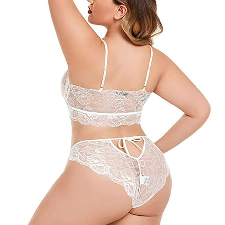 

Women Plus Size Lingerie Lace Bodysuit Exotic Teddy Lingerie Strappy Bra And Panty With Choker