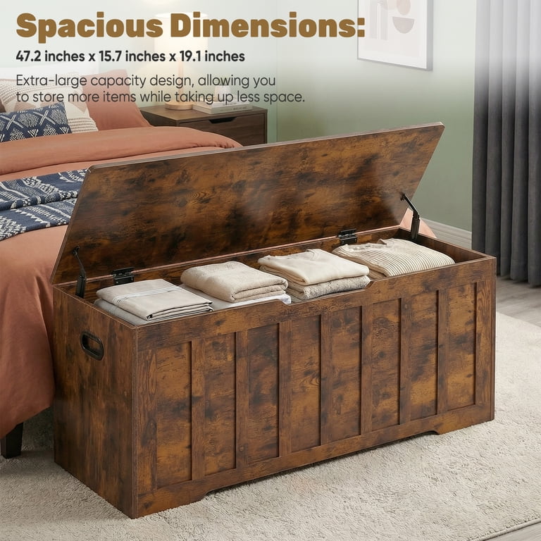CONCETTA Extra Large Wooden Storage Bench & Chest with Safety