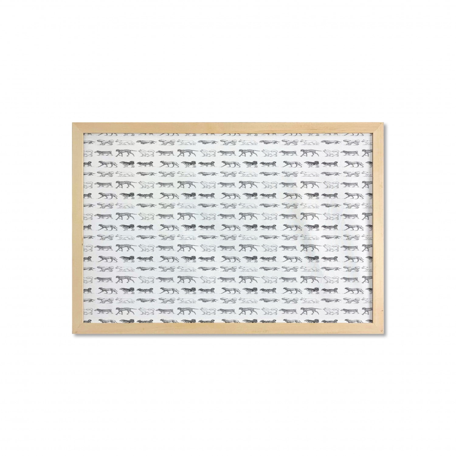 Dogs Wall Art with Frame, Sketch Art Pattern with the Dogs of Different