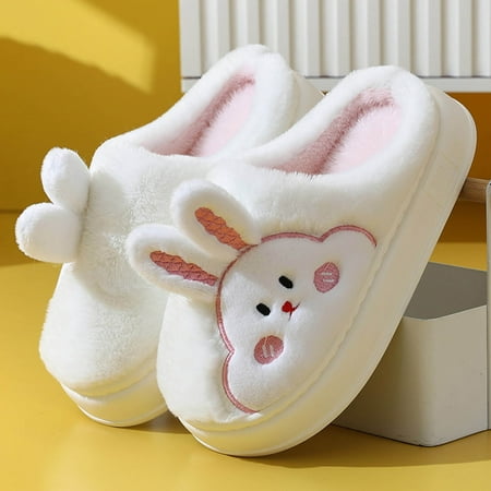 

Daznico Warm Slippers Couple Women s Thick Bottom Cotton Slippers Autumn And Winter Home Cute Rabbit Plush Comfortable Warm Soft Bottom Non Slip Slippers 8.5