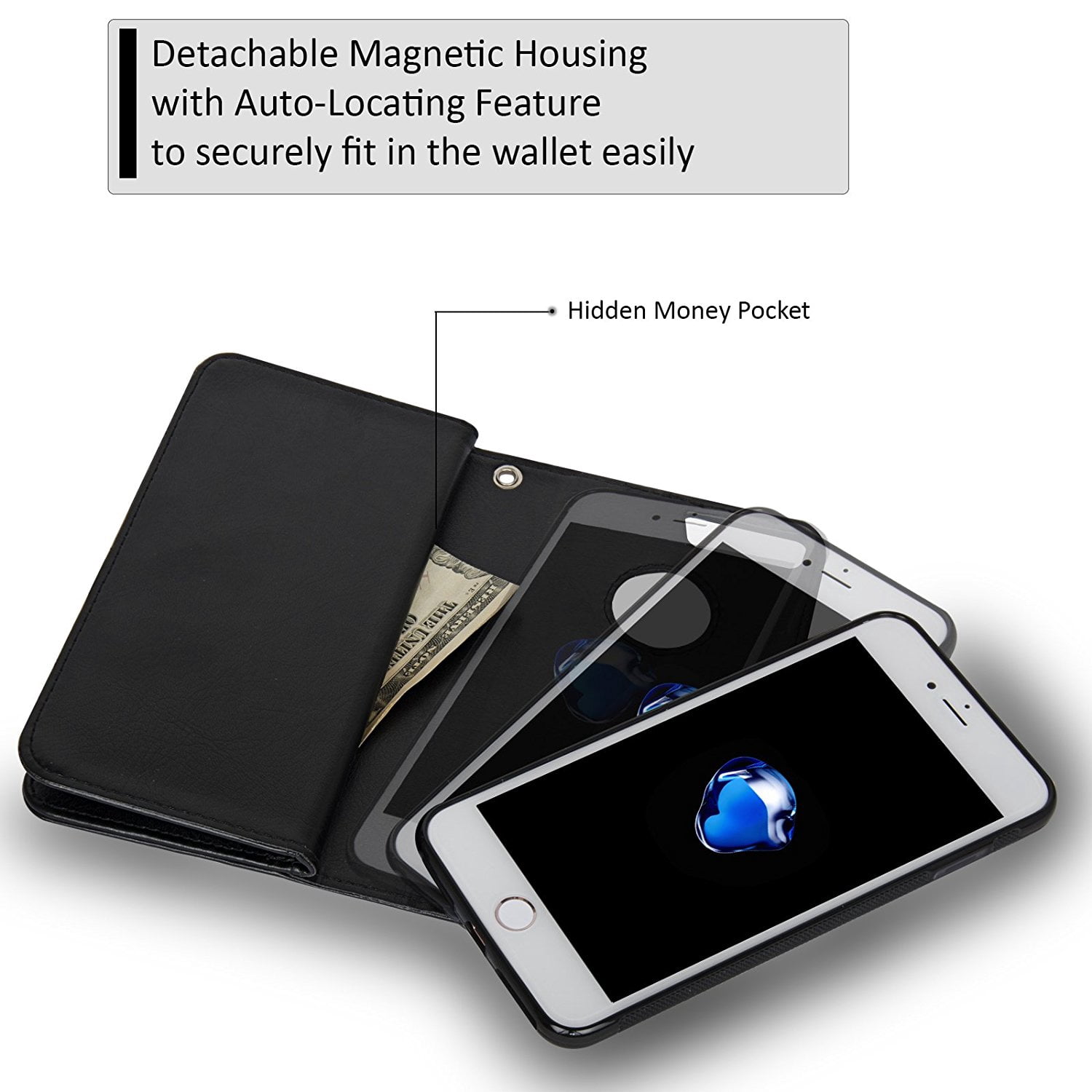 Cell Phones & Accessories Electronics 3 Money Pockets Compatible for iPhone  7 Plus JOOT-3L Series Navor Magnetic Detachable Wallet Case 10 Card Pockets  RFID Protection Purple IP7P3LPP christkindlmarket.com