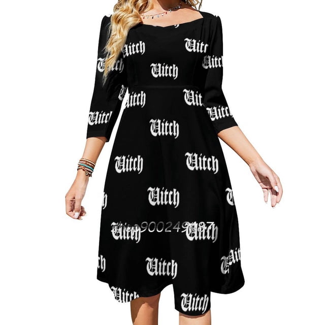 Vestido de bruja con escote cuadrado, nuevo vestido elegante de talla grande para mujer, vestido ceñido a la cintura, brujería, paganismo, satanismo, adoración al diablo, neopaganismo