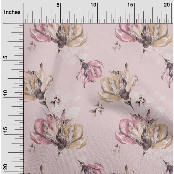 oneOone Cotton Poplin Light Pink Fabric Florals Sewing Craft Projects Fabric Prints By Yard 42 Inch Wide