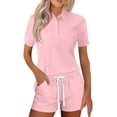 thumbnail image 5 of ASDFVBKG Polo Shirts Set for Women Short Sleeve Collared Button Golf Tee and Shorts Cotton Business Casual Summer Work Tops Pink 2XL, 5 of 8