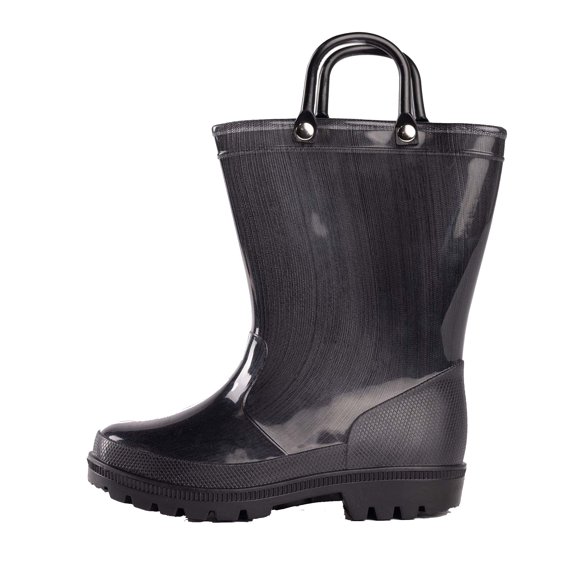 NORTY PVC Rain Boots for Kids - Waterproof PVC Boots Boys and Girls Solid & Printed Rainboots for Toddlers and Kids - Black