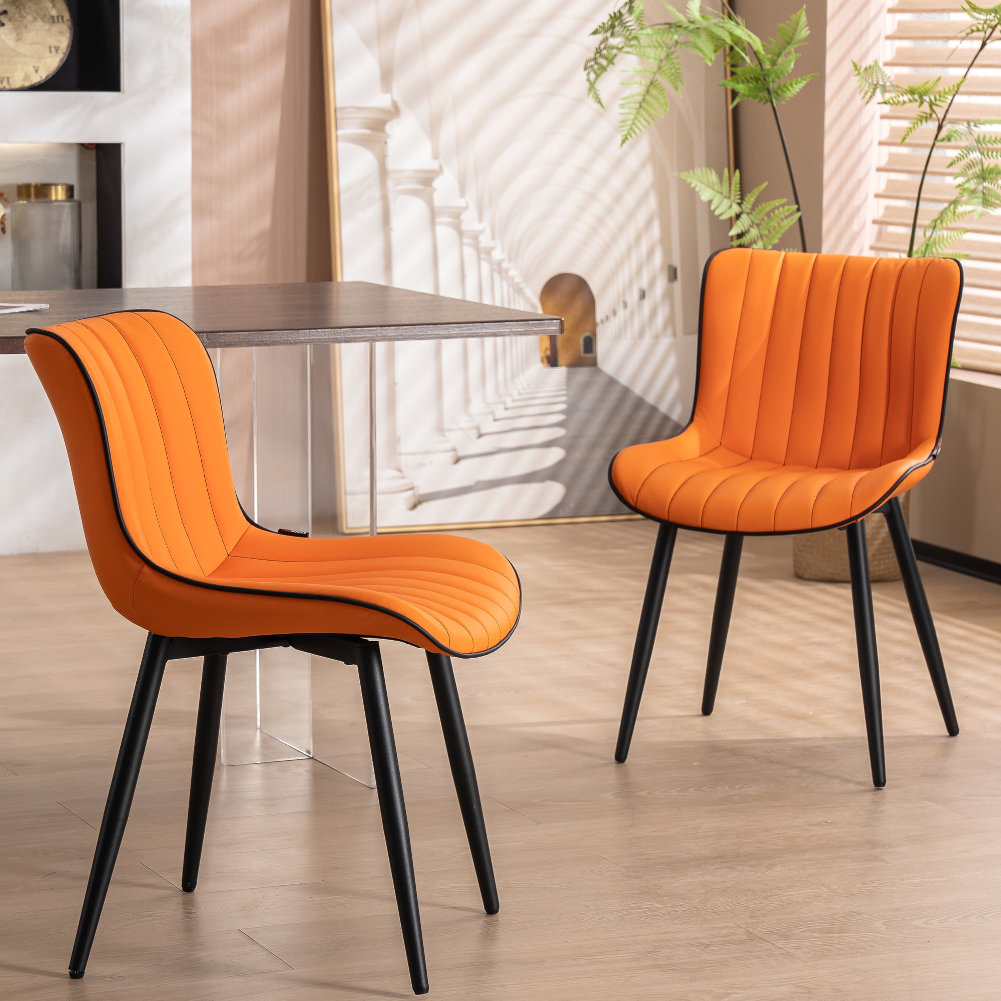 Kidol & Shellder Upholstered Dining Chair Set of 2 Washable PU Fuax