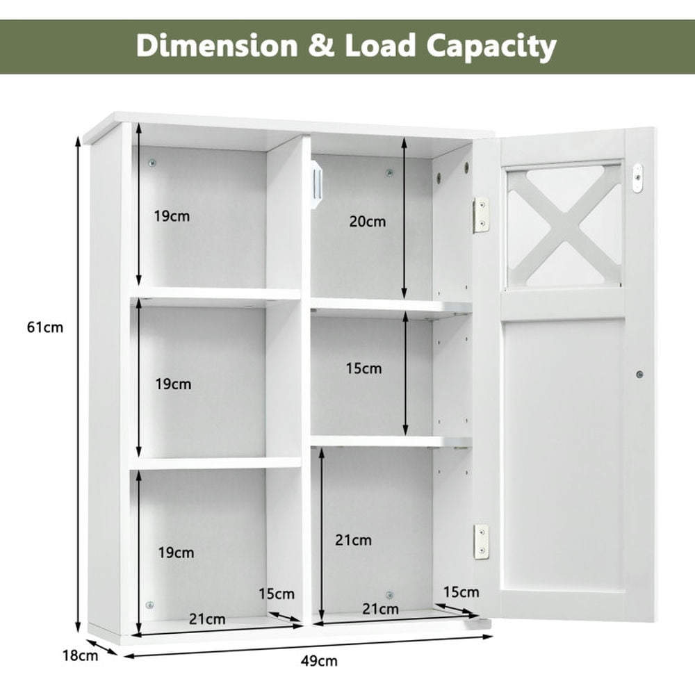 Finihen Bathroom Wall Cabinet, Wall Mounted Bathroom Cabinet, Medicine Cabinet, 2-Tier Multipurpose Wall-Mounted Cabinet Bathroom Storage, for Bathroom, White Finihen Bathroom Wall Cabinet, Wall Mounted Bathroom Cabinet, Medicine Cabinet, 2-Tier Multipurpose Wall-Mounted Cabinet Bathroom Storage, for Bathroom, White