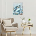 thumbnail image 3 of Deep Ocean Sea Canvas Wall Art Sea Turtle Under the Teal Sea Amphibians Illstrations Wall Art Nautical Blue Pink Seaweed Wall Art Home Decor for Living Room Bedroom Ready to Hang,16 X 20 inches, 3 of 5