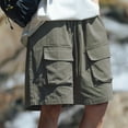 thumbnail image 2 of alcepopk Men's Long Cargo Shorts Below Knee Length Relaxed Fit Casual with Pockets(AG,L), 2 of 7