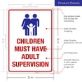 thumbnail image 3 of Pool Sign, Children Must Have Adult Supervision Sign, 10x14 Aluminum, 3 of 8