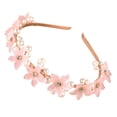 thumbnail image 5 of Granjero Gordo Horquilla de flores para novia, tocado de perlas de cristal, joyería para el cabello de boda dorada (rosa), 5 of 5