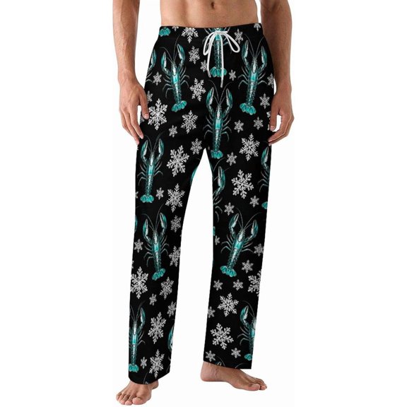 PRIYAL Pajama Pants for Men,Christmas Raccoons Candy Men's Sleepwear Bottoms,Lounge Pants