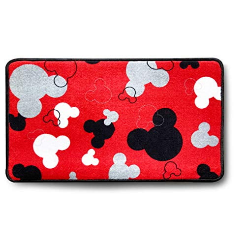 Mickey Mouse Rugs - Bathroom Rug, Indoor Outdoor Entrance Rug, Kitchen Rug, 17" x 30" (Red)