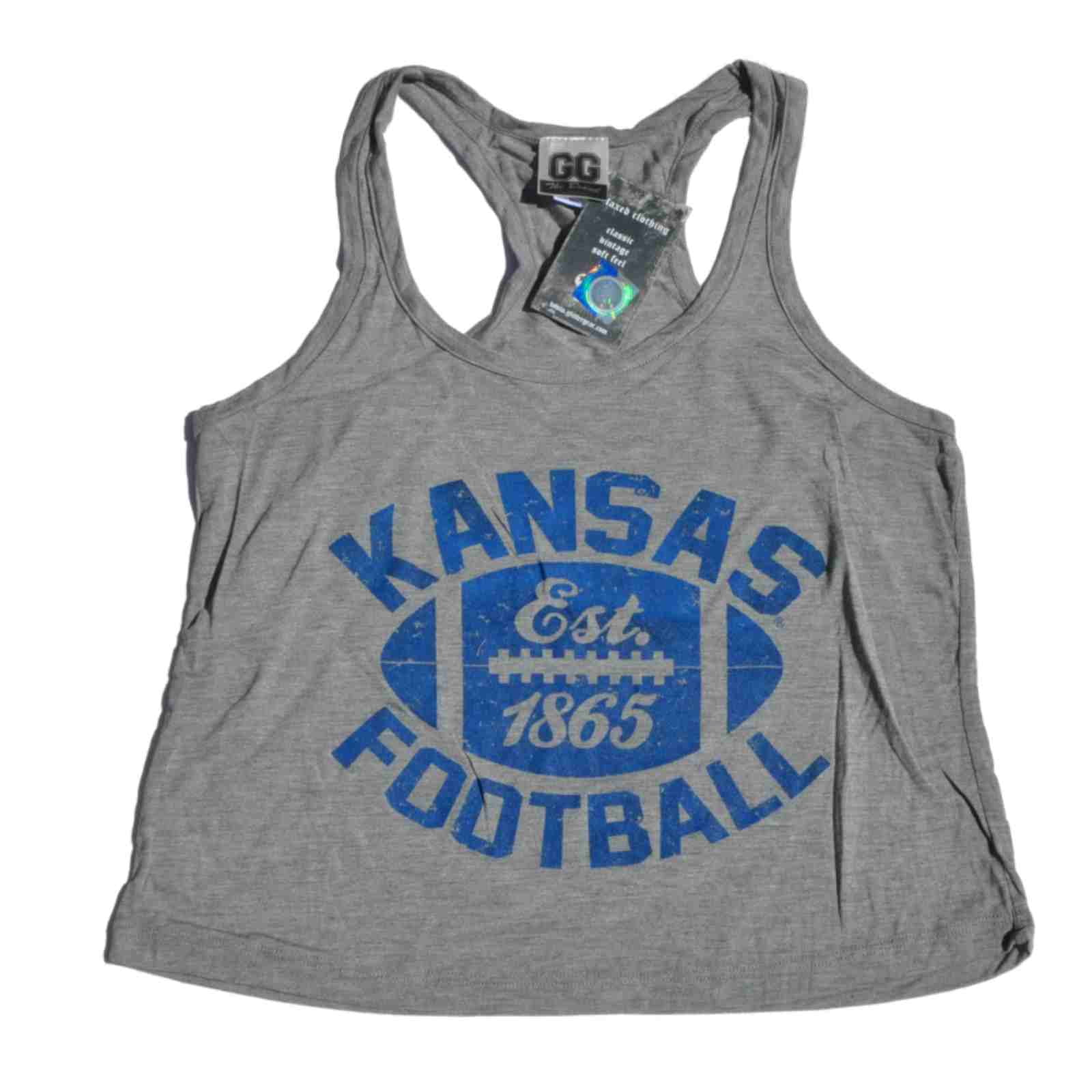 Kansas Jayhawks GG Women Gray Football Performance Loose Dance Tank Top by