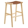 thumbnail image 3 of Bar Stool Chair Barstool, Set of 2, Brown Natural, Faux Vinyl Leather, Wood, Pub Cafe Bistro Dining Kitchen Hospitality Restaurant, Modern Contemporary HB36075, 3 of 10