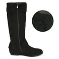 thumbnail image 2 of Dream Pairs Womens Wide-Calf Knee High Low Hidden Wedge Slouch Buckle Boots Ura Black/Suede Size 7.5, 2 of 5
