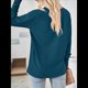 thumbnail image 5 of Blusas de Verano para Mujer con Mangas 3/4, Cuello en V, Mangas Abullonadas, Estilo Casual, con Textura Fruncida. Verde Oscuro 5XL, 5 of 8