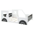thumbnail image 6 of Harper & Bright Designs Full Size Car-Shaped Platform Bed with Wheels, Wood Car-Bed Low Floor Bed Frame with Headboard and Footboard, White, 6 of 11