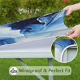 thumbnail image 6 of Blue White Marble Pattern Square Fitted Tablecloth with Elastic Edge,Square Table Cover,Washable Elastic Table Cover for Home Kitchen Party Decor 34"x34", 6 of 6