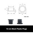 thumbnail image 2 of 16mmsvartaplastpluggar,svartarundarörkåpor,inregavelförstolarSkrivbordBordFotMöbelrör,20st, 2 of 5