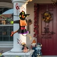 thumbnail image 4 of DAKIMOE Halloween Decoration Outdoor Witches Crashing Into Tree Outdoor Indoor Crashed Witch Props Halloween Hanging Decorations for Indoor House Outdoor Window Yard Patio Decor 44''x33'' Orange, 4 of 7