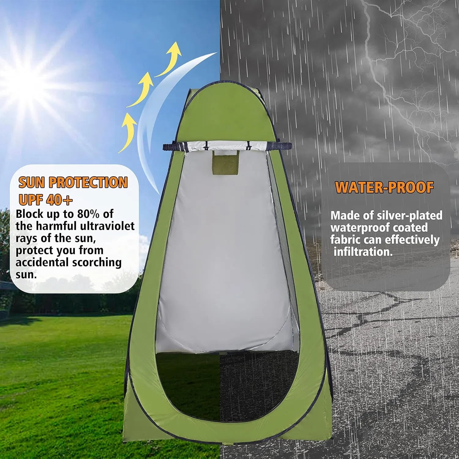 Shower Tent Pop Up Privacy Shelter Outdoor Foldable Dressing Room Bathroom Changing Room Privacy Tent Portable Toilet Shower Tent for Camping with Carry Bag, Green