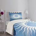 thumbnail image 3 of Ambesonne Sun Quilted Bedspread Set 2 Pcs, Crescent Moon Curlicues, Twin Size, Blue White, 3 of 5