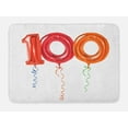 thumbnail image 1 of 100th Birthday Bath Mat, Party for Hundred Years Olds Flying Balloons Artwork Print, Non-Slip Plush Mat Bathroom Kitchen Laundry Room Decor, 29.5 X 17.5 Inches, Red Orange and Hot Pink, Ambesonne, 1 of 2