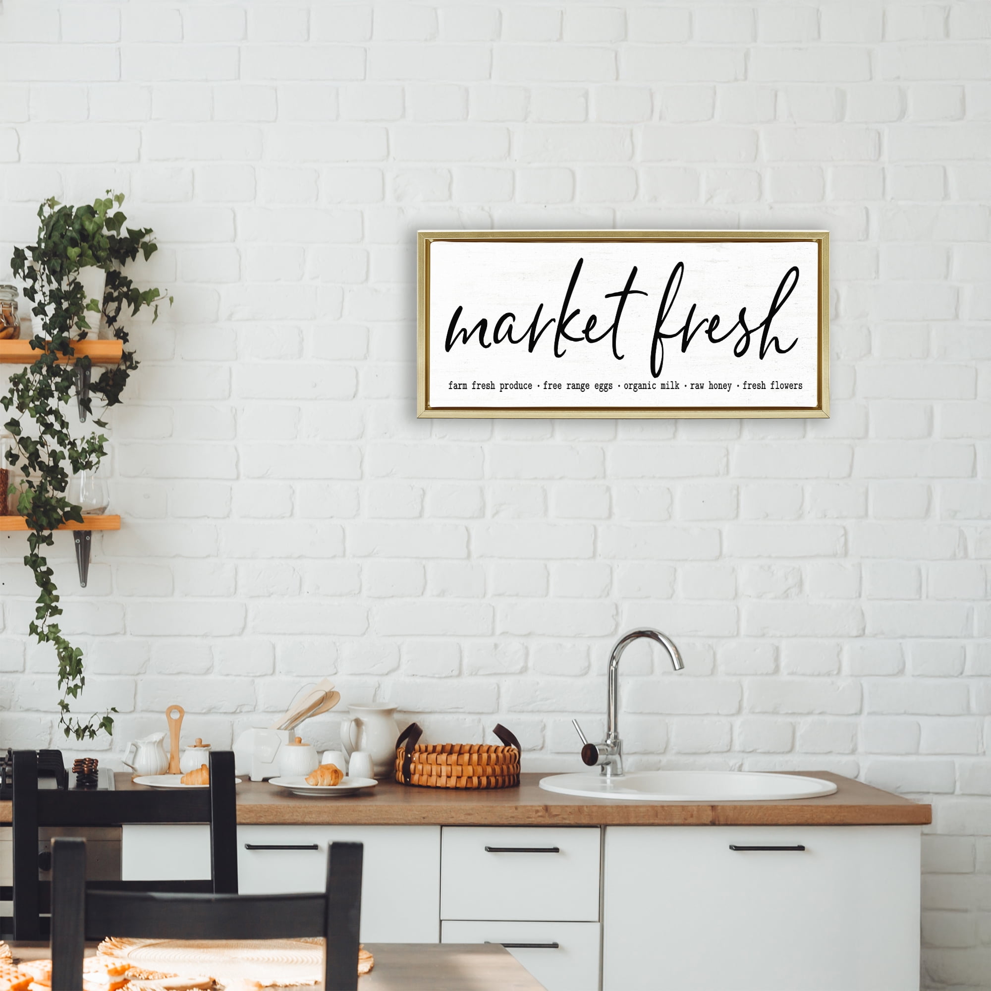 Market Fresh Organic Gold Framed Floater Canvas Wall Art, design by Lettered and Lined