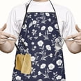 thumbnail image 2 of Pioneer Flower Floral Print Pattern Cotton Linen Apron with Pockets, Waterproof Adjustable, 33x27 Inch for Kitchen, Gardening, BBQ, Salon, 2 of 6