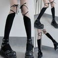 thumbnail image 4 of Japanese Style Women Lolita Thigh High Socks Harajuku Gothic Criss for Cross Lace-Up Bandage Student Over Knee Stockings, 4 of 15