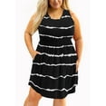 thumbnail image 1 of MODERN GOOSE Robe d'Été Grande Taille pour Femmes Rayée Noire 4X Décontractée Sans Manches Col Rond Fluide Plissée Soleil Plage Bohème Élégante Babydoll avec Poches, 1 of 12