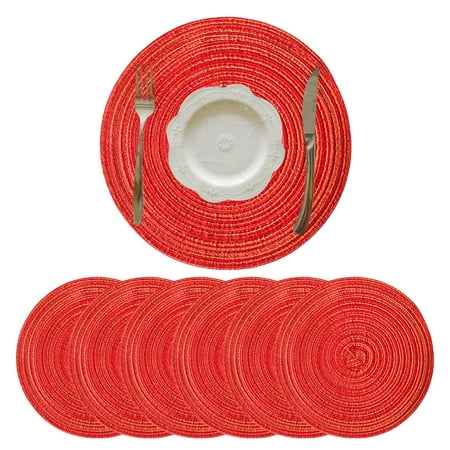 

Heat-Resistant Round Place-Mats Set of 6 Table Mats for Dining Tables Durable