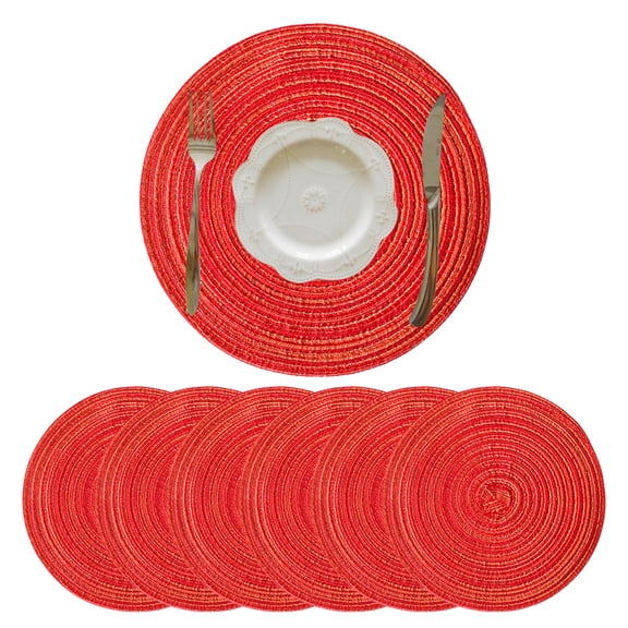 Sardfxul Heat-Resistant Round Place-Mats Set of 6 Table Mats for Dining Tables Durable Protect Table Surfaces Great Gift Home