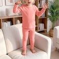 thumbnail image 2 of NIEWTR Little Girls Pajamas 2T 3T 4T 2Pcs Long Sleeve Crewneck Top and Elastic Waist Pants Set Snug Fit Sleepwear for Toddler Baby Girl Fall Winter Dailywear(A-Pink,7-8 Years), 2 of 5
