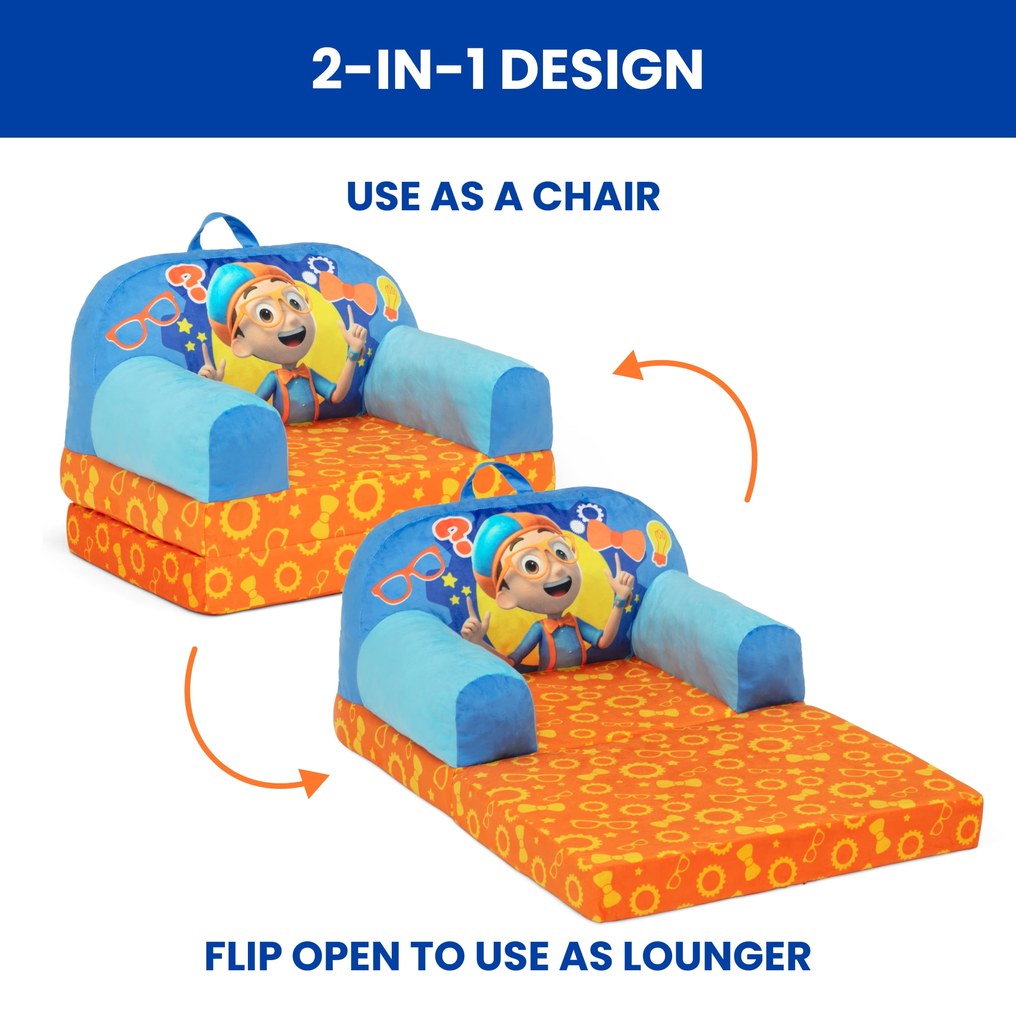 Blippi Cozee Buddy Flip-Out Chair by Delta Children, Blue