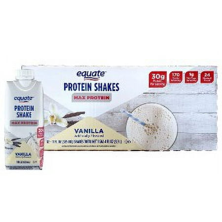 Equate Max Protein Nutrition Shake, Vanilla Flavored, 12 Pack (11 fl oz)