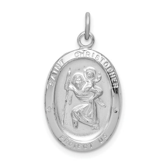 Auriga Fine Jewelry 925 Sterling Silver Rhodium-plated St. Christopher Medal Pendant for Women (L-26mm, W-15mm)