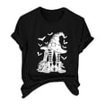 thumbnail image 4 of HCURIBAD Shirts for Women, Women's Alphabet Witch Print Crew Neck Tee Halloween T-Shirt, Womens Graphic Tees, Halloween Shirts for Women 1PC Top Black 2XL, 4 of 4