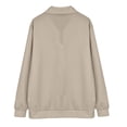 thumbnail image 6 of Boys Quarter Zip Pullover, Hoodless Sporty Sweatshirt with Ribbed Cuffs, Solid Color Long Sleeve Top for Kids, Youth Athletic Casual Wear Beige 110, 6 of 6