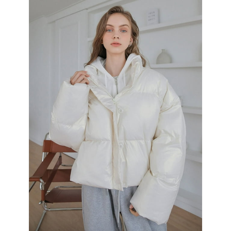 Women s Drop Shoulder Zip Up Puffer Coat 49216W620112 9840