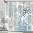 thumbnail image 4 of Nautical Starfish Seashell Coral Shower Curtain, Ocean Themed Shower Curtains for Bathroom, Waterproof Fabric Coastal Shower Curtain with 12 Hooks, 72 x 72 Inch, 4 of 6