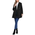 thumbnail image 2 of INSPIRE CHIC Women's Winter Warm Lined Suede Parka Coat Double Breasted Long Sleeve Turn Down Collar M Black, 2 of 6
