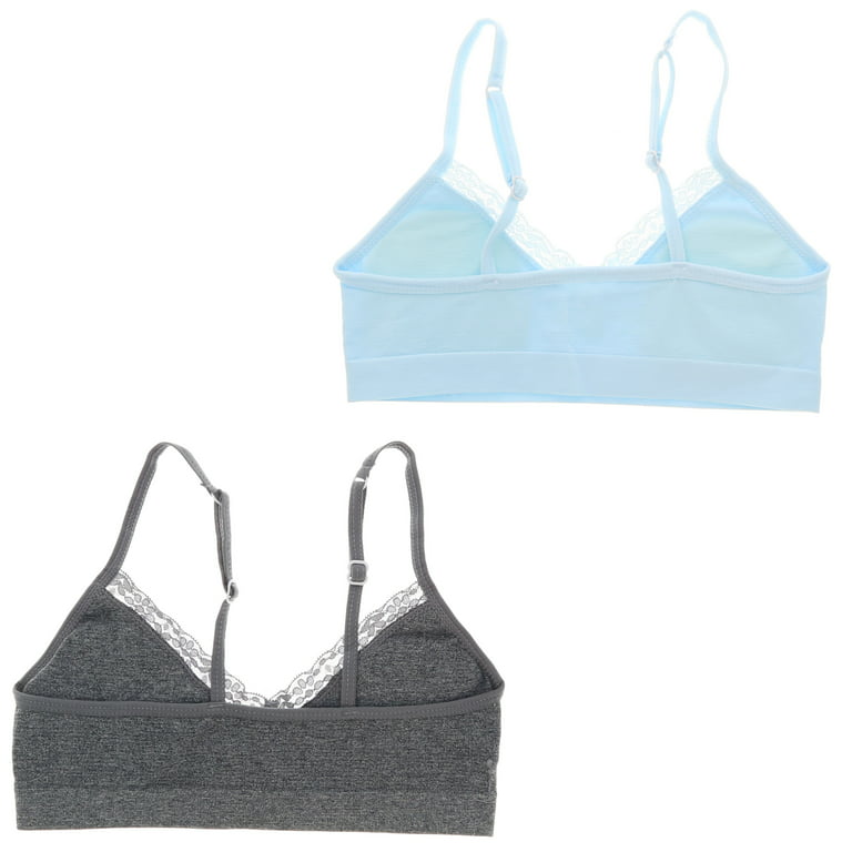 XOXO Girl's Lightly Lined Training Bra 2 Pack - Baby Blue & Grey - Small 30A
