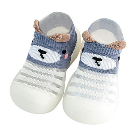

Kids Shoes Size 18 For 0 Months-6 Months Boys Animal Prints Cartoon Socks Breathable Mesh The Floor Socks Non Slip Prewalker Kids Sneakers White