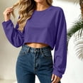 thumbnail image 2 of Enjoytime Sweatshirt for Women Casual Trendy Solid Long Sleeve Crop Top Fall Fashion Comfy Crew Neck Sweatshirts, 2 of 6