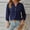 Dark Blue, variant on Women Casual V Neck Half Button Pullover Top, Long Sleeve Breathable Solid Color Loose Fit Blouse, Comfort Daily Shirt for Fall Winter Light Blue XL(XL)